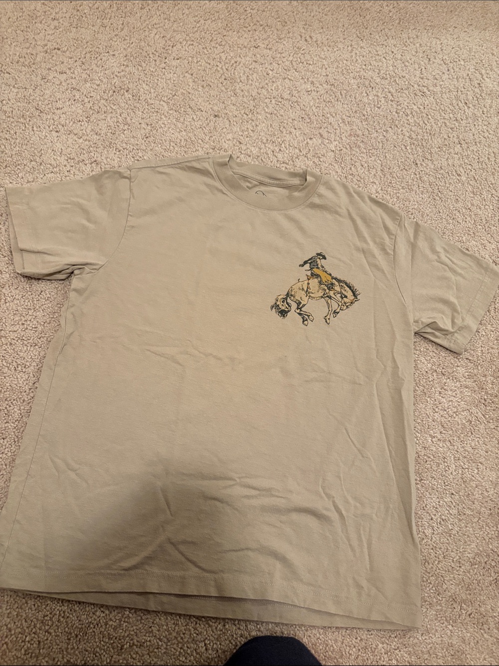 Vince Camuto Tan Short Sleeve Tee with Rodeo Horse Graphic